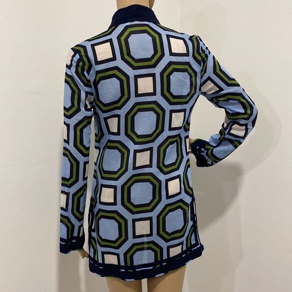 Tory Burch long sleeve notch neck printed tunic top, size XS. - Picture 5 of 9